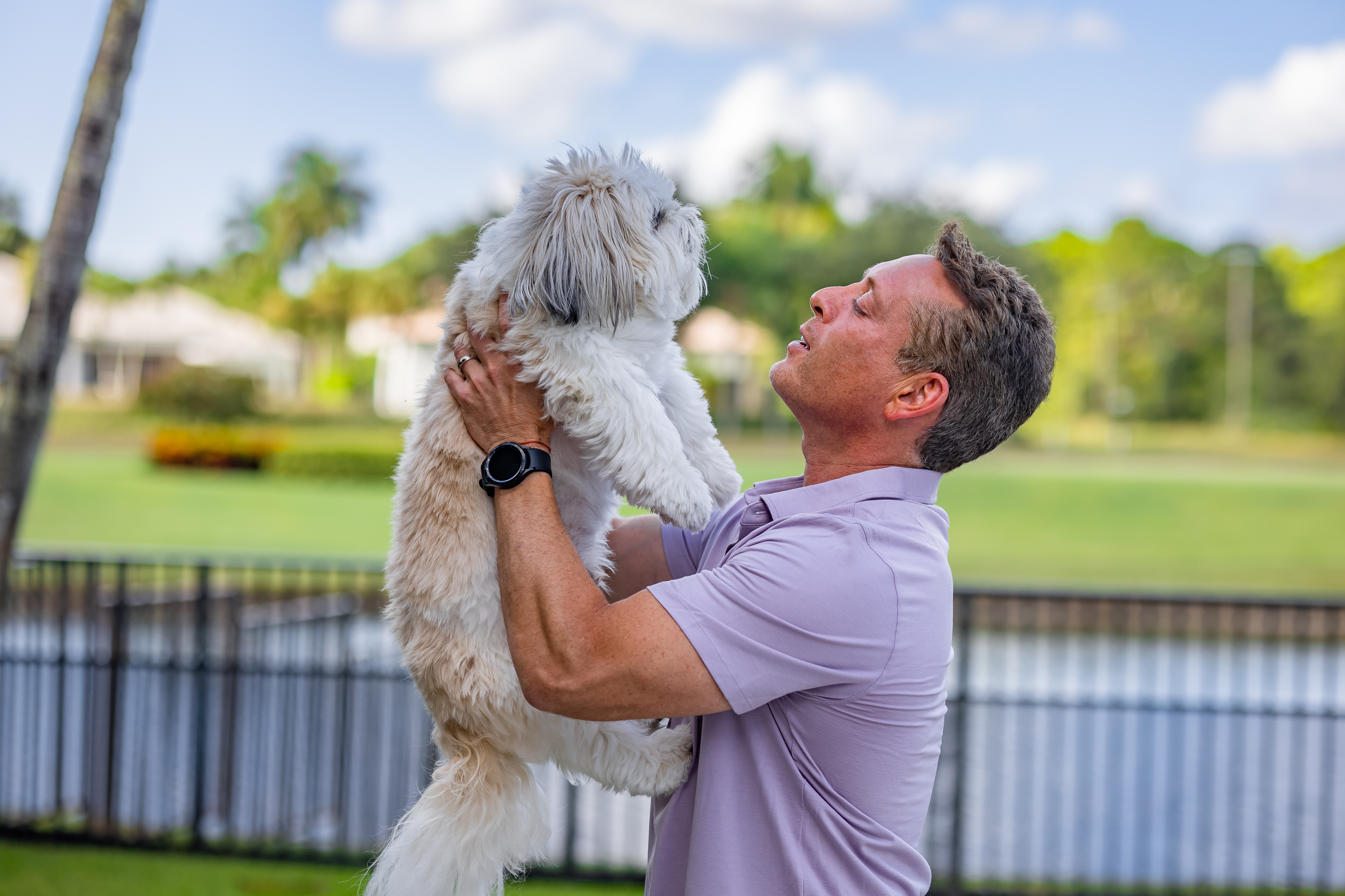 Customer with Protected Dog
