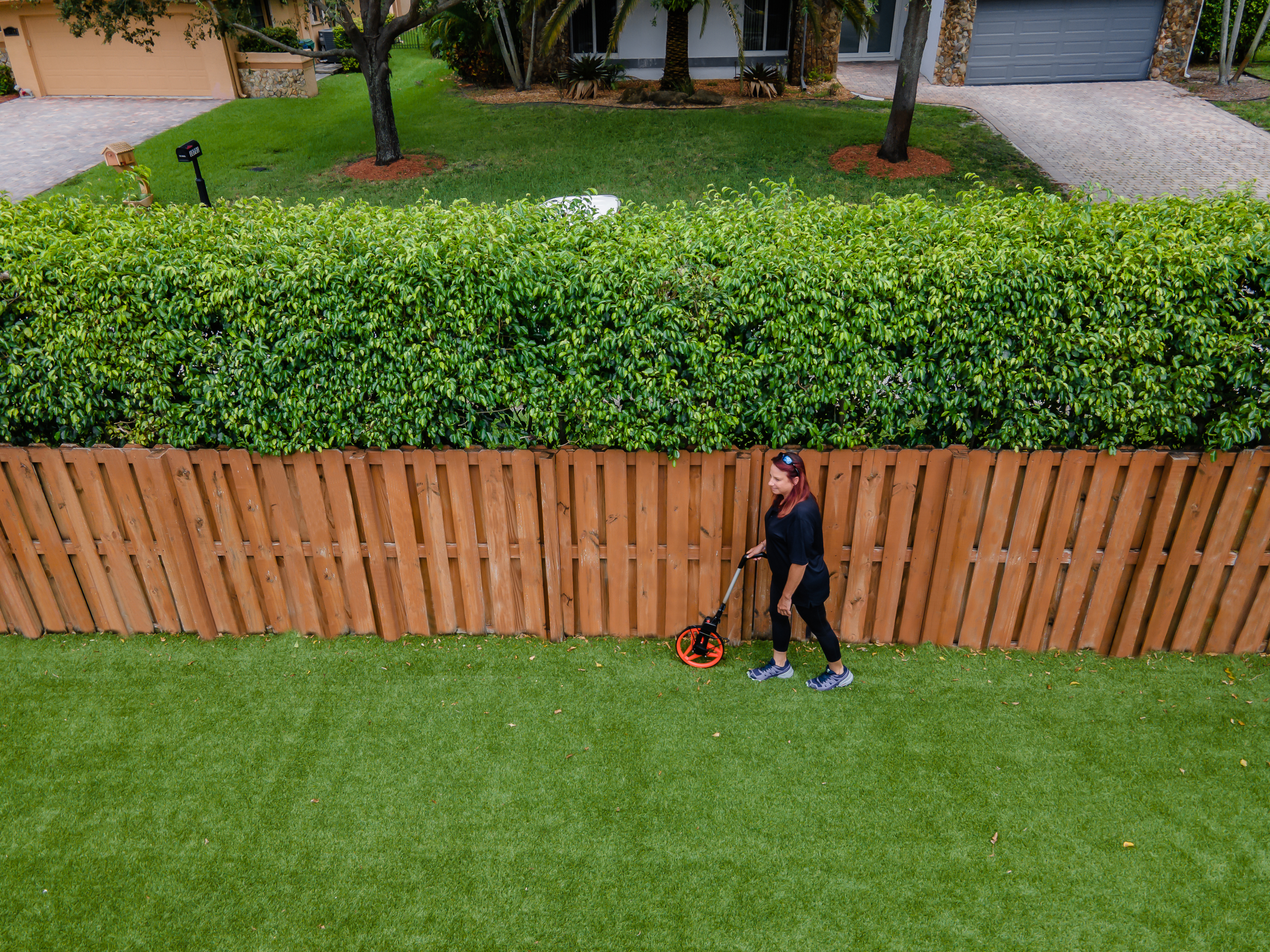 Aerial view of professional fencing installation